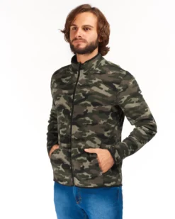 ON SPIRIT - PILE UOMO  FULL ZIP  FANTASIA  MILITARE VERDE ,MARRONE E NERO - ARTURO
