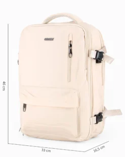 OR&MI - Zaino ufficio beige in nylon con fibbie laterali regolabili