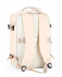 OR&MI - Zaino ufficio beige in nylon con fibbie laterali regolabili