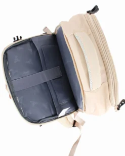 OR&MI - Zaino ufficio beige in nylon con fibbie laterali regolabili