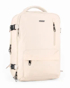 OR&MI - Zaino ufficio beige in nylon con fibbie laterali regolabili