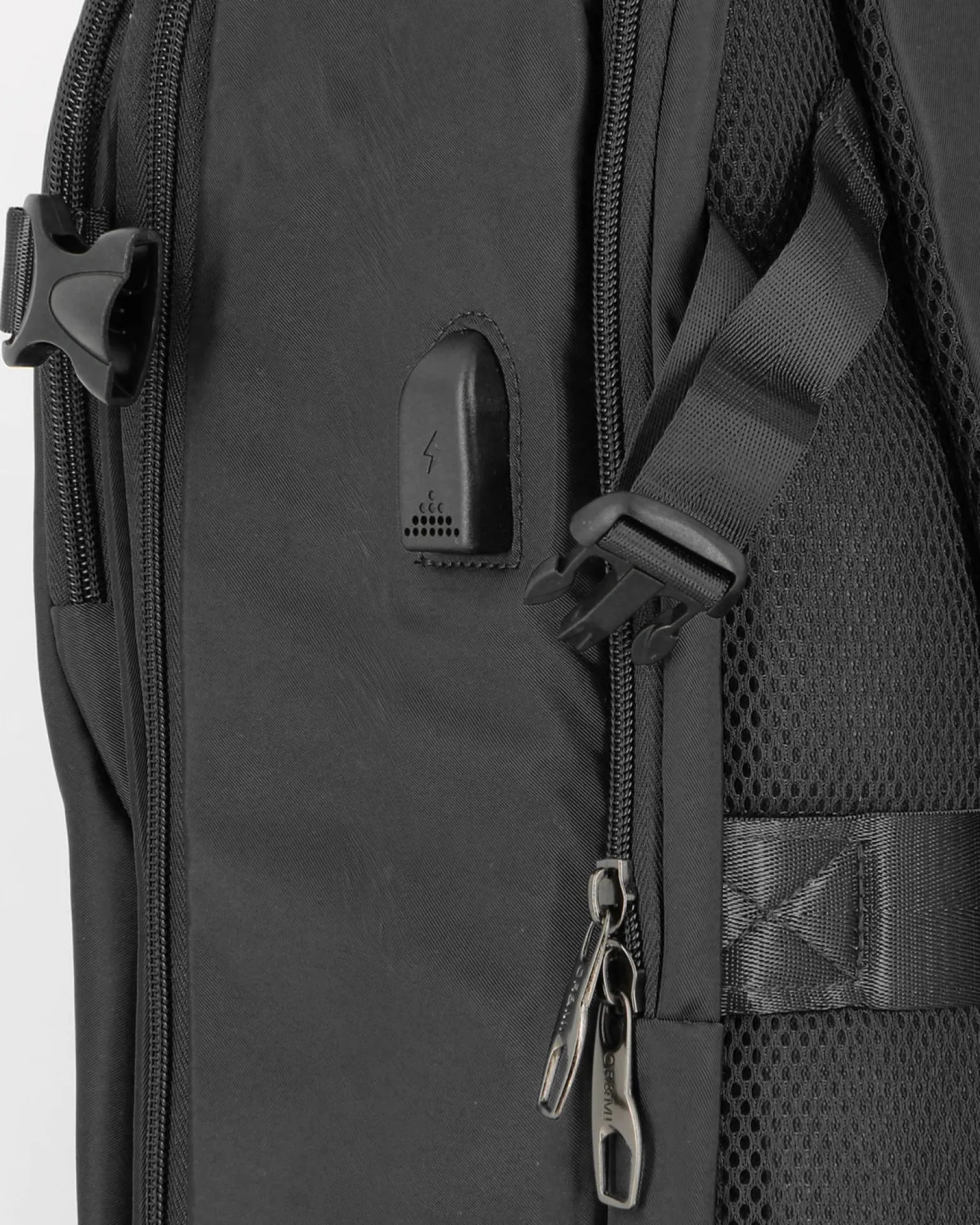 OR&MI - Zaino ufficio nero in nylon con fibbie laterali regolabili