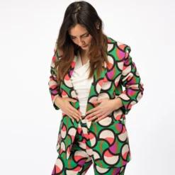 PAQUITA - BLAZER VERDE COLLO SCIALLATO E FANTASIA CERCHI