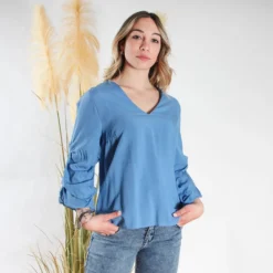 PAQUITA - BLUSA MANICA 3/4 ARRICCIATA