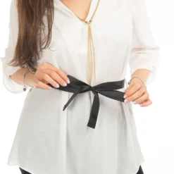 PAQUITA - CAMICIA MANICA 3/4 SCOLLO A V CON CATENA