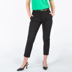 PAQUITA - PANTALONE TECNICO NERO TASCA AMERICA CON CON CINTURA