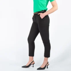 PAQUITA - PANTALONE TECNICO NERO TASCA AMERICA CON CON CINTURA
