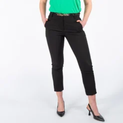 PAQUITA - PANTALONE TECNICO NERO TASCA AMERICA CON CON CINTURA