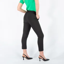 PAQUITA - PANTALONE TECNICO NERO TASCA AMERICA CON CON CINTURA