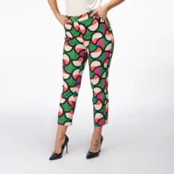 PAQUITA - PANTALONE VERDE TASCA AMERICA E FANTASIA CERCHI