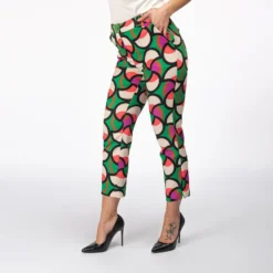 PAQUITA - PANTALONE VERDE TASCA AMERICA E FANTASIA CERCHI