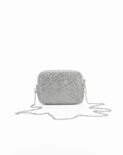 POCHETTE TUTTA STRASS CON ZIP E CIONDOLO