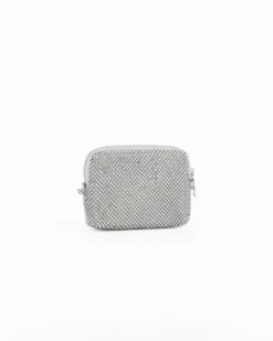 POCHETTE TUTTA STRASS CON ZIP E CIONDOLO