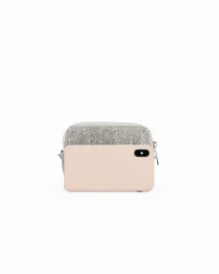 POCHETTE TUTTA STRASS CON ZIP E CIONDOLO