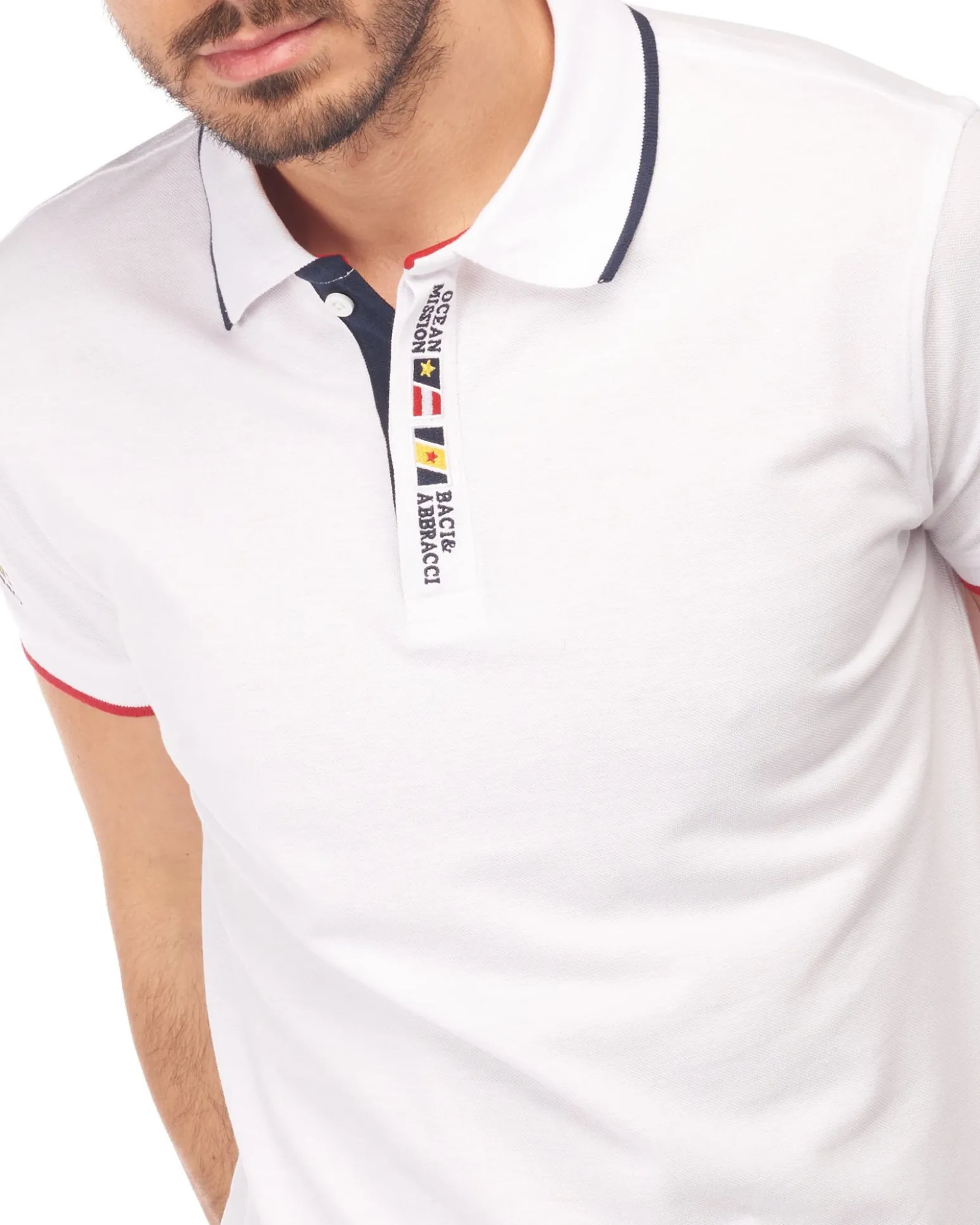 POLO MEZZA MANICA PIQUET RICAMO BANDIERA