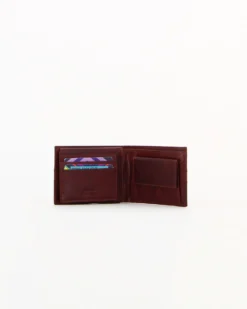 Portafoglio uomo cognac in VERA PELLE, con ribaltina, porta carte e portamonete - you young Coveri