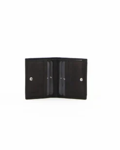 Portafoglio uomo nero  in VERA PELLE, con doppio scomparto banconote, porta carte di credito e portaspicci esterno - Navigare