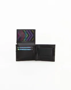 Portafoglio uomo nero in VERA PELLE, con ribaltina, porta carte e portamonete - you young Coveri
