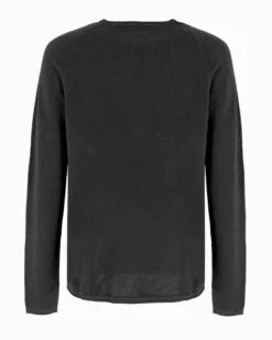 PRODUKT - PULLOVER NERO PARICOLLO DA UOMO  TRAMA NIDO D'APE
