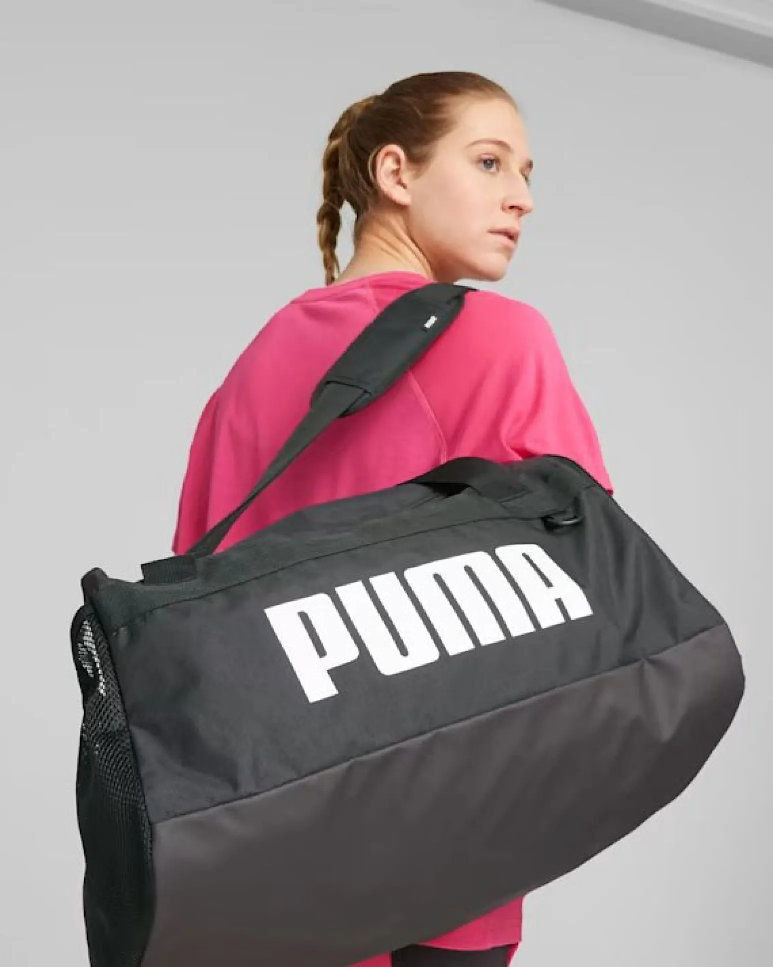 PUMA - Borsone nero e bianco con 2 scomparti e tasca per scarpe