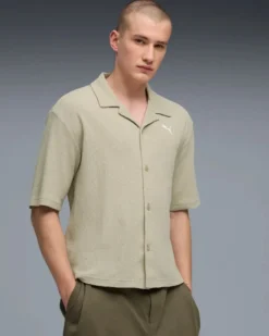 PUMA – CAMICIA GRIGIA WARDROBE ESS WAFFLE BOXY  DA UOMO, 634363-61