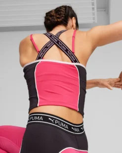 PUMA - Canotta da allenamento rosa e nera