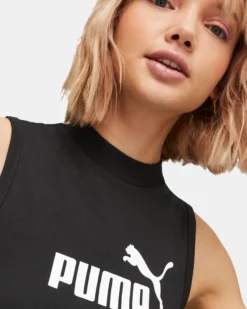 PUMA - Canotta da donna nera slim fit con logo bianco