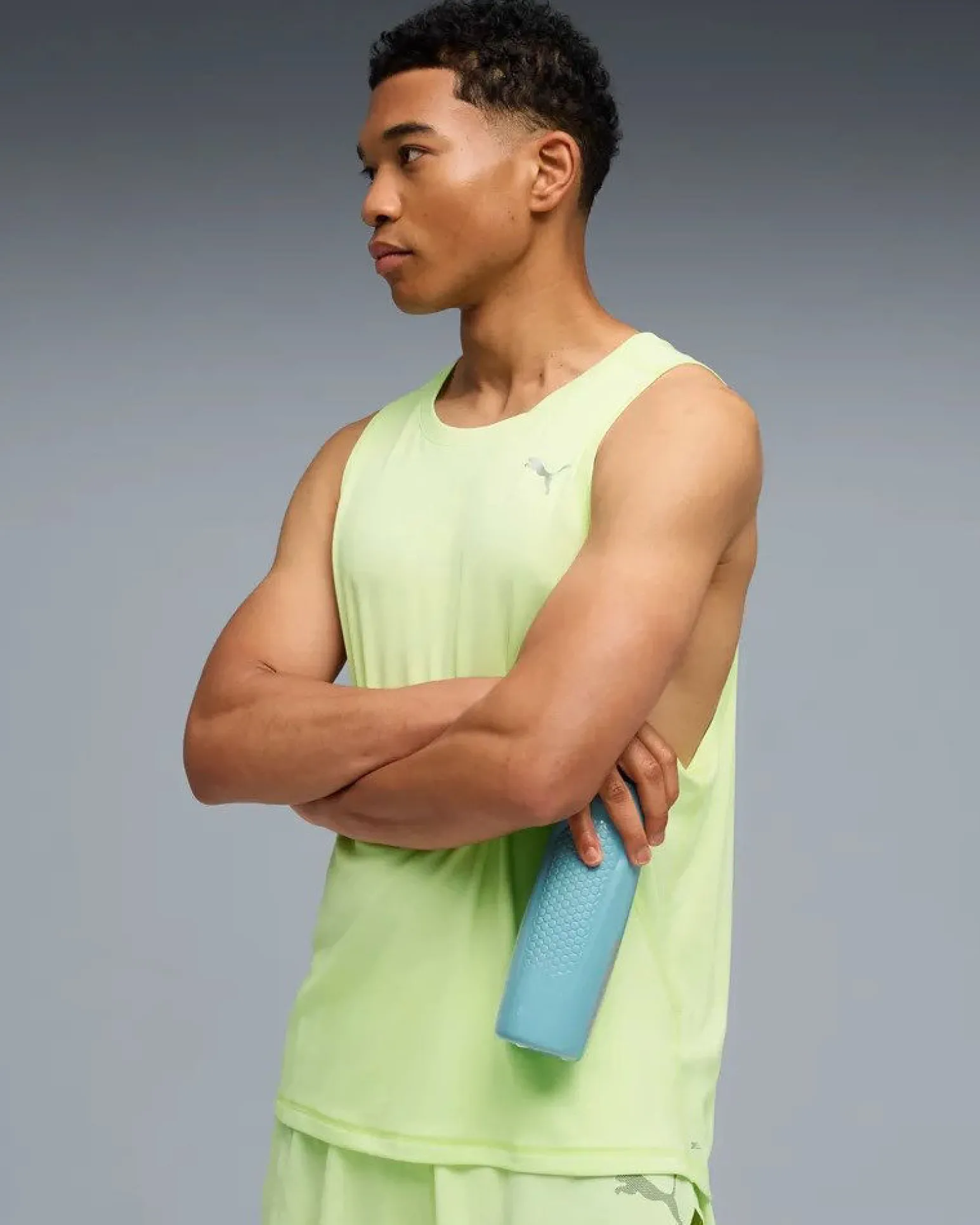 PUMA - CANOTTA GIALLA FLUO RUN VELOCITY TANK (POLY) DA UOMO, 526595-38