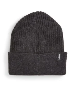 PUMA - Cappello invernale a coste nero con logo metallizzato