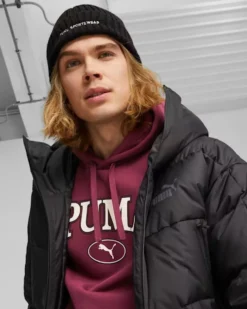 PUMA - Cappello invernale da pescatore a coste nero