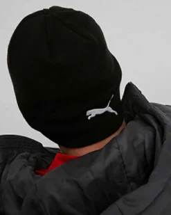 PUMA - Cappello invernale nero con logo rosso Milan