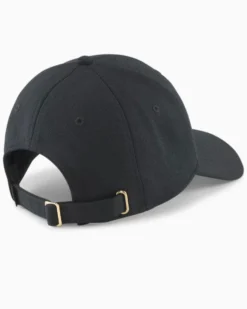 PUMA - Cappello nero regolabile con logo oro
