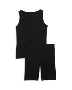 PUMA - COMPLETO SHORT + CANOTTA NERO JUNIOR ( 7-16 ANNI)ESSENTIAL ELEVATED RIB, 692477-01