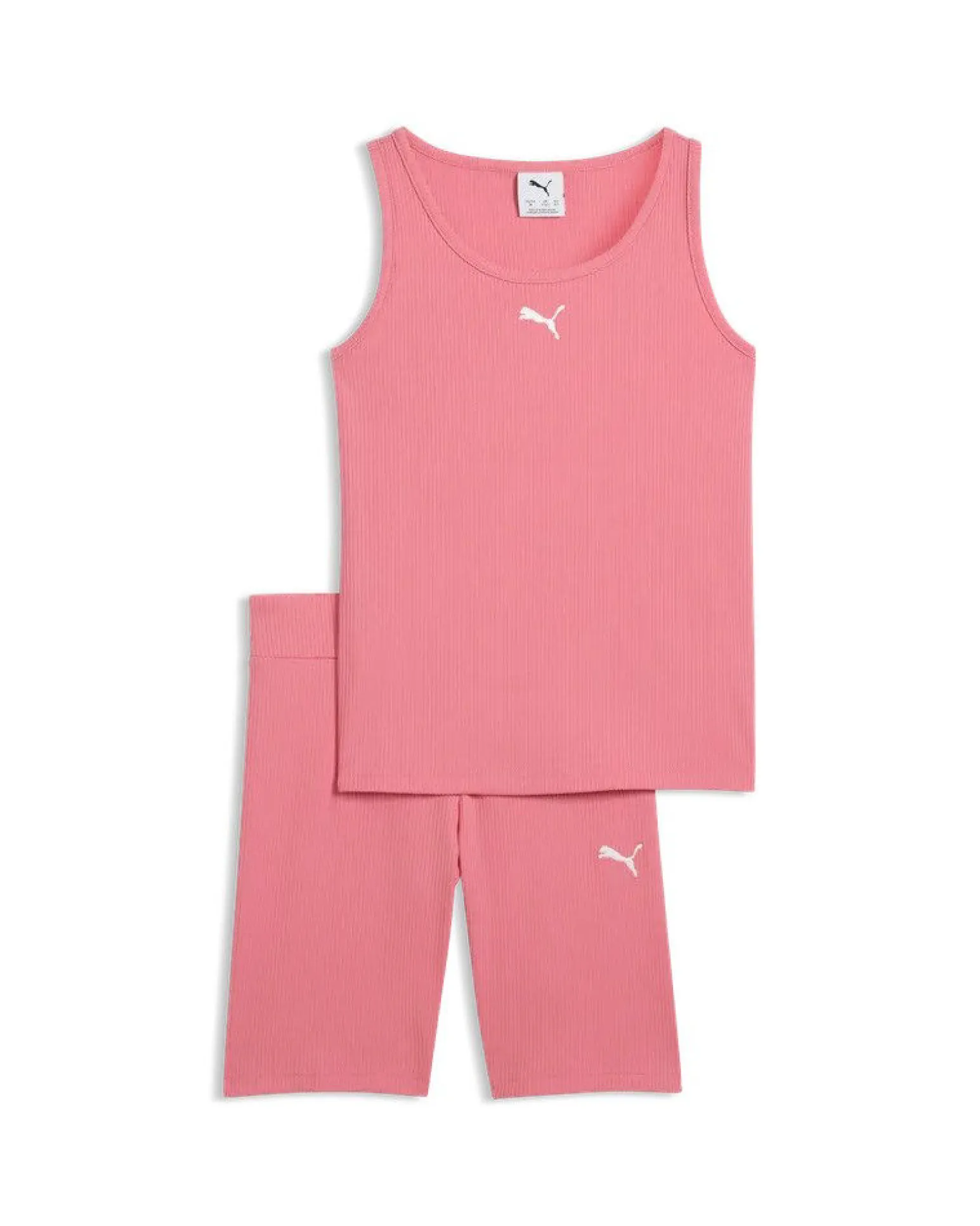 PUMA - COMPLETO SHORT + CANOTTA ROSA JUNIOR ( 7-16 ANNI)ESSENTIAL ELEVATED RIB, 692477-25