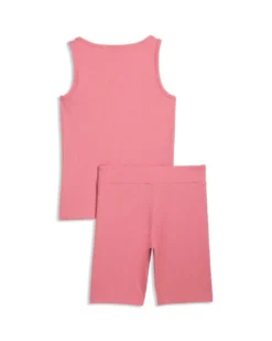 PUMA - COMPLETO SHORT + CANOTTA ROSA  JUNIOR ( 7-16 ANNI)ESSENTIAL ELEVATED RIB, 692477-25