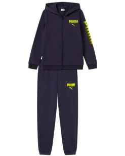 PUMA - COMPLETO TUTA CON CAPPUCCIO  FULL ZIP BLU  ESSENTIAL GRAPHIC FZ DA UOMO, 694945-16