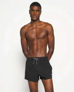 PUMA - Costume da bagno pantaloncino corto nero con logo bianco