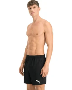 PUMA - Costume da bagno pantaloncino lunghezza media blu scuro con logo bianco