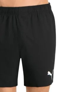 PUMA - Costume da bagno pantaloncino lunghezza media blu scuro con logo bianco