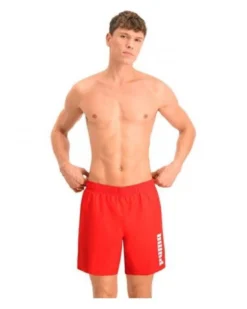 PUMA - Costume da bagno pantaloncino lunghezza media rosso con logo bianco - 100001385-002