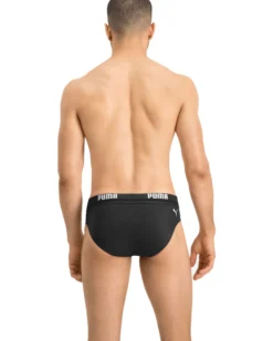 PUMA - Costume slip nero con elastico in vita e lacci