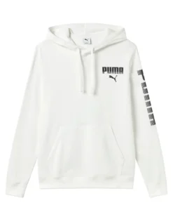 PUMA - FELPA BIANCA DA UOMO ESSENTIAL GRAPHIC CREW CON CAPPUCCIO 694941-02