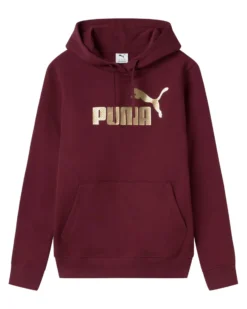 PUMA - FELPA  BORDEAUX CON CAPPUCCIO ESSENTIAL +TEXTURED FOIL BIG LOGO DA DONNA, 692198-96