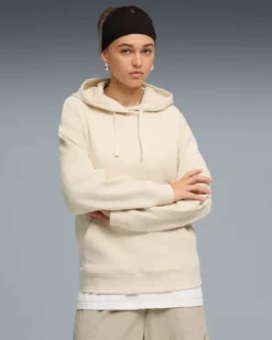PUMA - FELPA CON CAPPUCCIO BEIGE ESSENTIAL ELEVATED COMFORT HD - DA DONNA, 691814-87