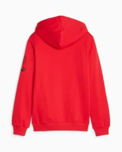 PUMA - Felpa con cappuccio da bambino rossa con logo Milan