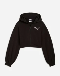PUMA - FELPA CON CAPPUCCIO FULL ZIP ESSENTIAL NERA GRAPHIC  DA DONNA, 635394-01