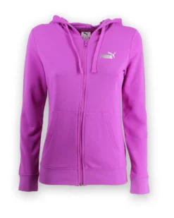 PUMA - FELPA CON CAPPUCCIO FULL ZIP FUXIA ESSENTIAL+TEXTURED FOIL DA DONNA , 689088-89