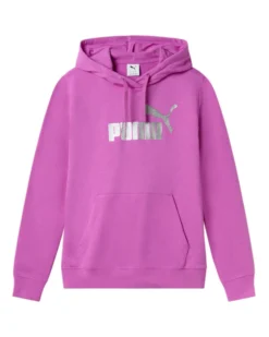 PUMA - FELPA CON CAPPUCCIO FUXIA ESSENTIAL +TEXTURED FOIL BIG - DA DONNA, 688915-89