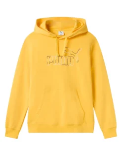 PUMA - FELPA CON CAPPUCCIO GIALLA ESSENTIAL HD BIG LOGO DA UOMO, 688909-55
