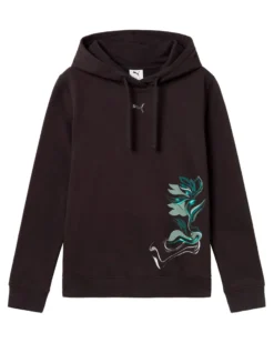 PUMA - FELPA CON CAPPUCCIO NERA GRAPHIC FLOWERED  DA DONNA, 693302-01